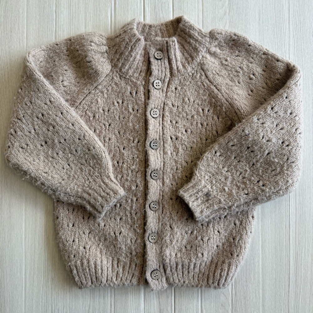 Rylee + Cru Knit Cardigan Neutral Button Front Cozy Sweater Kids
 Size 4-5